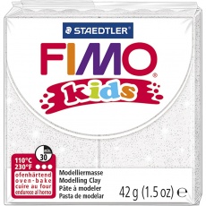 FIMO® Kids Clay, Glitter, Weiß, 1x42g/ 1 Pck