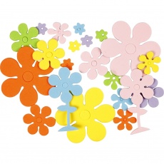 Moosgummi-Blumen, Größe 10-60 mm, Dicke 2 mm, Sortierte Farben, 1x100sort./ 1 Pck