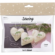 Mini Kreativ Set Nähen, Herzen, Creme, 1Pck/ 1 Pck