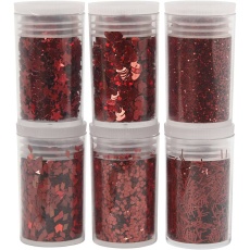 Biologisch abbaubarer Sparkles & Pailletten, Rot, 6x7ml/ 1 Pck