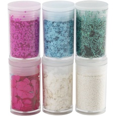 Biologisch abbaubarer Sparkles & Pailletten, Pastellfarben, 6x7ml/ 1 Pck