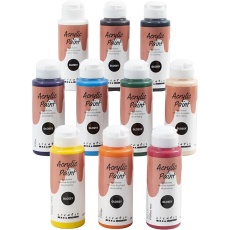 Acrylfarbe Glänzend, Sortierte Farben, 10x120ml/ 1 Pck