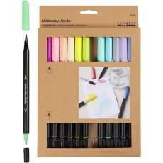 Aquarell-Markern, Pastellfarben, 2+4-8 mm, Sortierte Farben, 12Stk/ 1 Pck