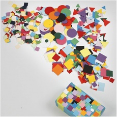Karton-Mosaik, Größe 10+15+20 mm, Sortierte Farben, 8x180g/ 1 Pck