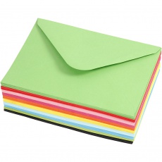 Farbige Briefumschläge, Umschlaggröße 11,5x16 cm, 80 g, Sortierte Farben, 10x10Stk/ 1 Pck