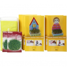 Figuren mit Kressetablett - Sortiment, 20 cm, Weiß, 30Set/ 1 Pck