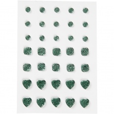 Strasssteine, rund, quadratisch, herzförmig, Größe 6+8+10 mm, Grün, 1x35Stk/ 1 Pck
