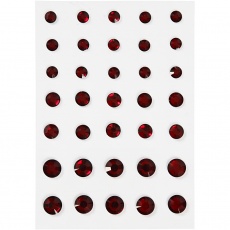 Strasssteine, konisch rund, Größe 6+8+10 mm, Rot, 1x35Stk/ 1 Pck