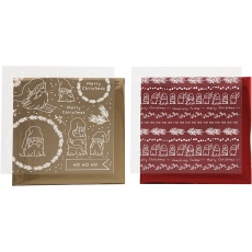 Dekofolie mit Transferblatt, Traditionelle Weihnachten, 15x15 cm, Gold, Rot, 2 Bl./ 1 Pck
