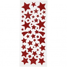 Sticker mit Glitter, Sterne, 10x24 cm, Rot, 2 Bl./ 1 Pck