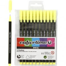 Colortime Fineliner Marker, Strichstärke 0,6-0,7 mm, Gelb, 1x12Stk/ 1 Pck