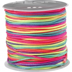 Macramé-Kordel, Multicolor, Dicke 1 mm, Neonfarben, 1x28m/ 1 Rolle