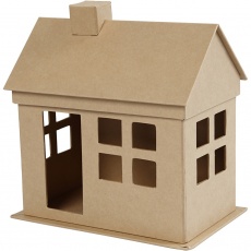 Pappmaché-Haus, H 23 cm, T 14,5 cm, L 22,5 cm, 1Stk/ 1 Stk