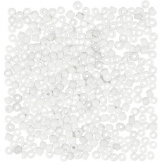 Rocailleperlen, D 3 mm, Größe 8/0 , Lochgröße 0,6-1,0 mm, Weiß, 25g/ 1 Pck