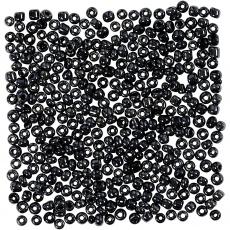 Rocailleperlen, 3 mm, 8/0, 0,6-1,0 mm, Schwarz metallic, 25g/ 1 Pck