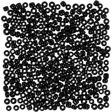 Rocailleperlen, D 3 mm, Größe 8/0 , Lochgröße 0,6-1,0 mm, Schwarz, 25g/ 1 Pck