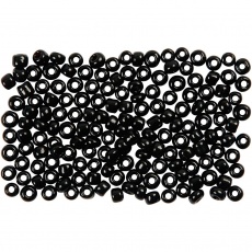 Rocailleperlen, D 3 mm, Größe 8/0 , Lochgröße 0,6-1,0 mm, Schwarz, 500g/ 1 Pck