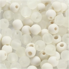 Kunststoffperlen, 6 mm, 2 mm, Creme, 40g/ 1 Pck