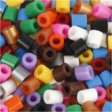 Nabbi Fuse Beads mit Schlitz, Größe 5x5 mm, Lochgröße 2,5 mm, medium, Standard-Farben, 1100sort./ 1 Pck