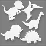 Dinosaurier, H 15-22 cm, B 24-25 cm, 230 g, Weiß, 16 Stk/ 1 Pck