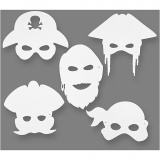 Piraten-Masken, H 16-26 cm, B 17,5-26,5 cm, 230 g, Weiß, 1x16Stk/ 1 Pck