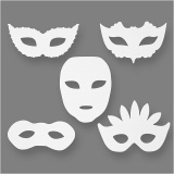 Karnevals-Masken, H 8,5-19 cm, B 15-20,5 cm, 230 g, Weiß, 1x16Stk/ 1 Pck