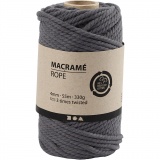Macramé-Kordel, L 55 m, D 4 mm, Grau, 1x330g/ 1 Rolle