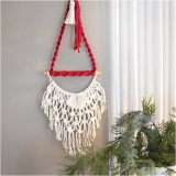 Mini Kreativ Set Macramé, Weihnachtsmann, Weihnachtsrot, Naturweiß, 1 Pck