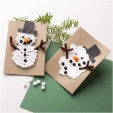 Mini Kreativ Set Dekoration, Weihnachtskarten mit Schneemann, Schwarz, Braun, Mittelorange, Weiß, 1Pck/ 1 Pck