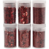 Biologisch abbaubarer Sparkles & Pailletten, Rot, 6x7ml/ 1 Pck