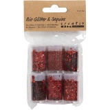 Biologisch abbaubarer Sparkles & Pailletten, Rot, 6x7ml/ 1 Pck