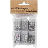 Biologisch abbaubarer Sparkles & Pailletten, Silber, 6x7ml/ 1 Pck