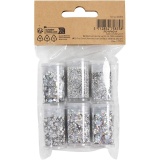 Biologisch abbaubarer Sparkles & Pailletten, Silber, 6x7ml/ 1 Pck