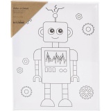 Mal-Leinwand mit Aufdruck, Roboter, T 1,6 cm, Größe 24x30 cm, 360 g, 1 Stk