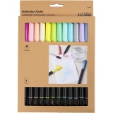 Aquarell-Markern, Pastellfarben, 2+4-8 mm, Sortierte Farben, 12Stk/ 1 Pck