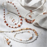 Kreativ Set Schmuck, Beige, Orange gebrannt, Perlmuttweiß, 1 Pck