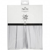 Papierstreifen für Sterne, L 45 cm, B 10 mm, D 4,5 cm, Weiß, 500Streifen/ 1 Pck