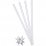 Papierstreifen für Sterne, L 45 cm, D 4,5 cm, B 10 mm, Weiß, 1x100Streifen/ 1 Pck