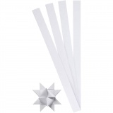 Papierstreifen für Sterne, L 45 cm, D 6,5 cm, B 15 mm, Weiß, 1x100Streifen/ 1 Pck