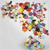 Karton-Mosaik, Größe 10+15+20 mm, Sortierte Farben, 180 g/ 8 Pck