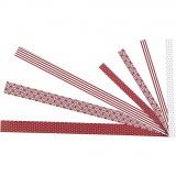 Papierstreifen für Fröbelsterne, L 44+78 cm, D 6,5+11,5 cm, B 15+25 mm, Rot, Weiß, 60Streifen/ 1 Pck