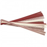 Papierstreifen für Fröbelsterne, L 44+78 cm, D 6,5+11,5 cm, B 15+25 mm, Rot, Weiß, 60Streifen/ 1 Pck