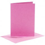 Karten & Kuverts, Kartengröße 10,5x15 cm, Umschlaggröße 11,5x16,5 cm, 110+220 g, Pink, 1x6Set/ 1 Pck