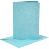 Briefkarte und Briefumschlag, Kartengröße 10,5x15 cm, Umschlaggröße 11,5x16,5 cm, Perlmutt, 120+210 g, Blau, 1x4Set/ 1 Pck