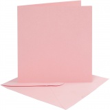 Karten & Kuverts, Kartengröße 15,2x15,2 cm, Umschlaggröße 16x16 cm, 220 g, Rosa, 1x4Set/ 1 Pck