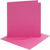 Karten & Kuverts, Kartengröße 15,2x15,2 cm, Umschlaggröße 16x16 cm, 220 g, Pink, 1x4Set/ 1 Pck