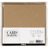 Karten & Kuverts, Kartengröße 15,2x15,2 cm, Umschlaggröße 16x16 cm, 230 g, Natur, 4 Set/ 1 Pck