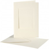 Passepartout-Karten mit Kuvert, Rechteckig, Kartengröße 10,5x15 cm, Umschlaggröße 11,5x16,5 cm, Naturweiß, 1x10Set/ 1 Pck