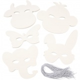 Tiermasken, H 13-24 cm, B 20-28 cm, 230 g, Weiß, 1x100Stk/ 1 Pck
