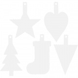 Weihnachtsanhänger, H 23,5-26,5 cm, B 15,5-20,5 cm, Weiß, 15 Stk/ 15 Pck